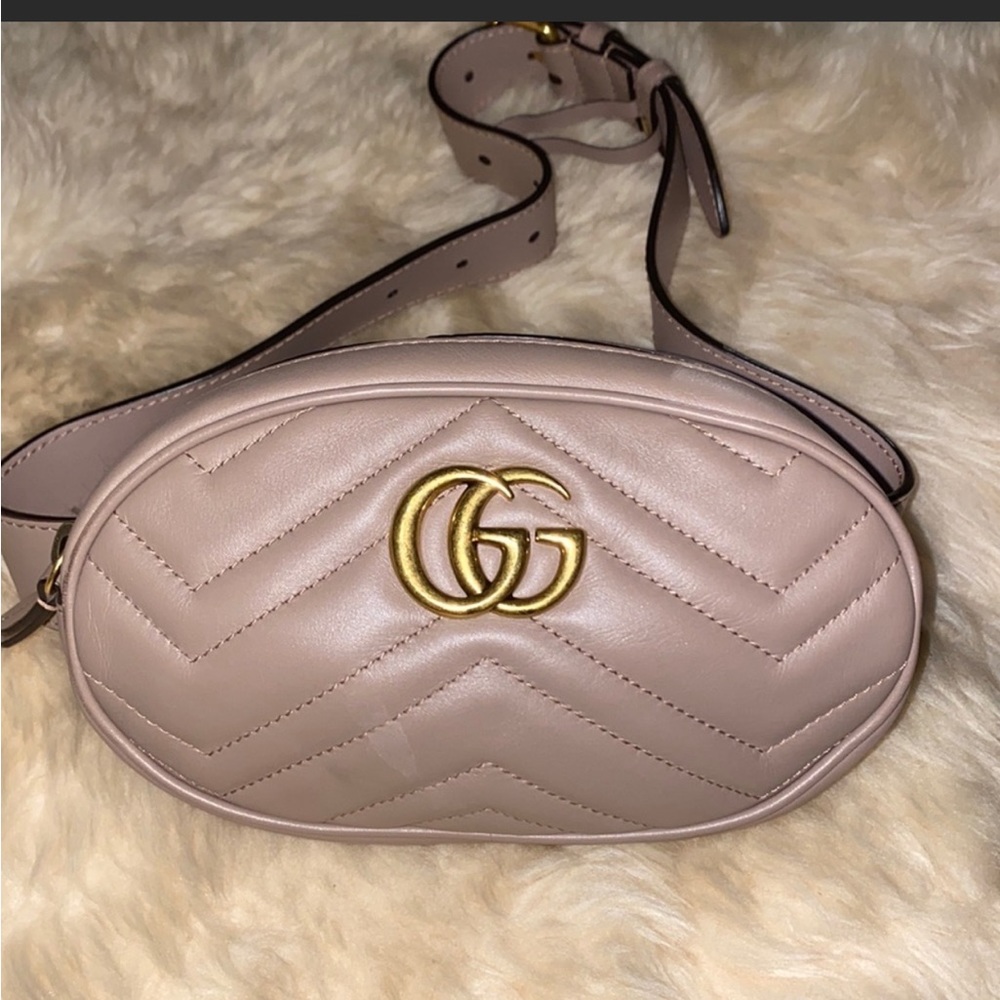 Gucci GG Marmont tan leather belt bag